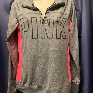 Victoria’s Secret pink 3/4 inch zip Pull over size medium. Grey with pink